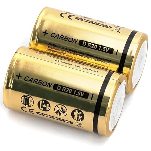 Carbon-Zink-Batterie R20 D, 1,5 V, 2 Stück, ideal für Geräte mit niedrigem Energieverbrauch wie Taschenlampen und Fernbedienungen. Carbon-Zink-Batterie R20 D, 1,5 V, 2 Stück, ideal für Geräte mit niedrigem Energieverbrauch wie Taschenlampen und Fernbedienungen. von WatioWave