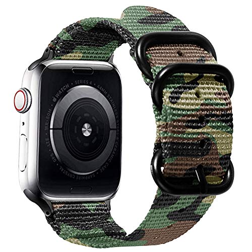 Watpro Kompatibel mit Apple Watch, 38 mm, 40 mm, 42 mm, 44 mm, für Damen und Herren, Nylon, robustes Ersatzband, iWatch-Armband, Militär-Stil, Schnalle, graue Adapter für Sport Serie 6, 5, 4, 3, 2, 1, von Watpro