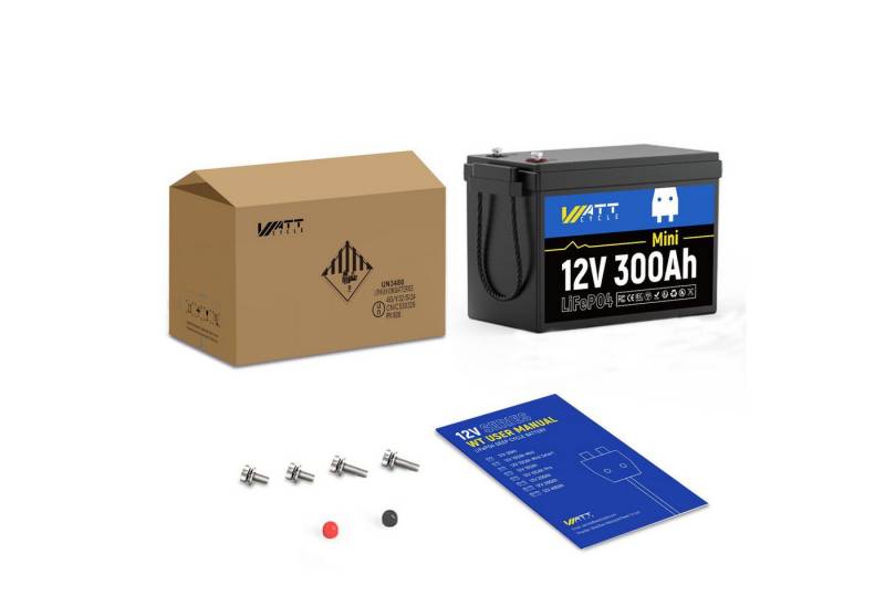 WattCycle WattCycle 12 V 280 Ah Mini LiFePO4-Batterie 5000–15000 Zyklen,max 4S4P Akku-Set, Geeignet für Automobile, Gartenarbeit,Schifffahrt,Trolling, Wohnmobile von WattCycle