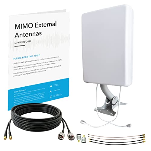 Waveform 2x2 MIMO Panel-Antennen-Kit | 4G und 5G kompatibles Modem, Router, Gateway und Hotspot-Antennen-Kit | Mobilfunkantenne mit 9 m RS240-Kabel, U.FL, TS9 und SMA-Adaptern von Waveform