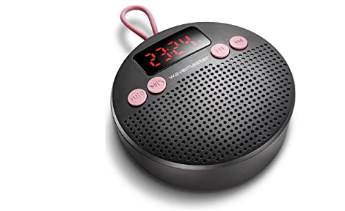 Wavemaster MOBI-3 - Tragbarer Bluetooth-Lautsprecher für Unterwegs (360° Klangfeld) mit Radio, Wecker und Freisprechfunktion für mobile Soundquellen, IPX5 Spritzwasserschutz - Anthrazit / Flieder von Wavemaster