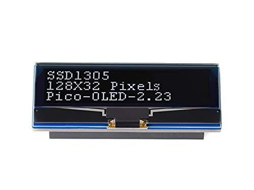 2,23 Zoll OLED Display für Raspberry Pi Pico, 128×32 Bildschirm, 2.23" OLED Display I2C/SPI, SSD1305 Treiber, Kompatibel mit Raspberry Pi Pico Header, Unterstützt Platinen der Raspberry Pi Pico Serie von Waveshare