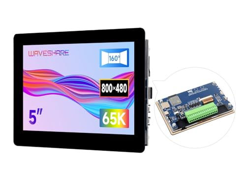 ESP32-S3 12,7 cm (5 Zoll) kapazitive Touch-LCD-Entwicklungsplatine 1024 × 600 Lösung, IPS-Display mit 2,4 GHz WiFi und BLE 5 Unterstützung, 32-Bit LX7 Dual-Core-Prozessor von Waveshare