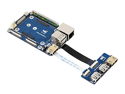 Für Raspberry Pi Compute Module 4 Basisplatinen Zubehör Kit, Enthalten Waveshare CM4-IO-BASE-A, USB HDMI Adapter, FFC Kabel und USB-A zu USB-C Kabel, Mehr USB und HDMI Anschlüsse über FFC von Waveshare