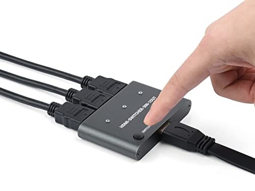 HDMI Umschalter 4K/2K (YCbCr420)@60Hz und 4K/2K@30Hz HDMI Switch 3 In 1 Out HDMI Verteiler, EIN-klick Umschalter, Unterstützt Raspberry Pi, PC, Smartphone von Waveshare