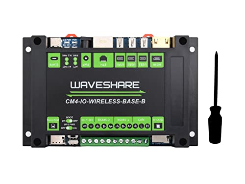 Industrielles IoT 5G/4G Wireless Erweiterungsmodul für Raspberry Pi Compute Module 4 Lite/eMMC Series Board, mit UPS Modul, Onboard M.2 B Key, Gigabit Ethernet, HDMI, USB, GPIO etc. von Waveshare