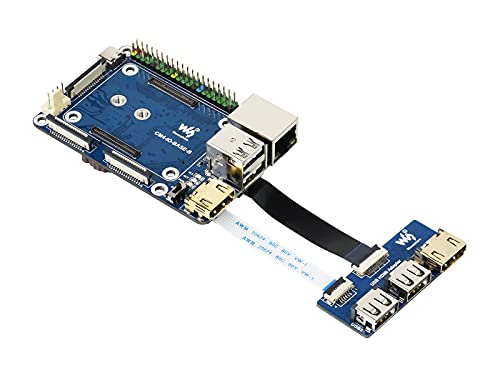 Mini Basisplatinen Zubehör Kit für Raspberry Pi Compute Module 4 CM4, Einschließlich CM4-IO-BASE-B, USB HDMI Adapter, FFC Kabel und USB-A zu USB-C Kabel, Mehr USB und HDMI Anschlüsse über FFC von Waveshare