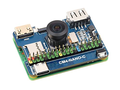 Nano Base Board (C) for Raspberry Pi Compute Module 4 Lite/EMMC, Same Size As The CM4,Standard CM4 Socket,with Multiple Peripheral Interfaces,Onboard 8MP Camera von Waveshare