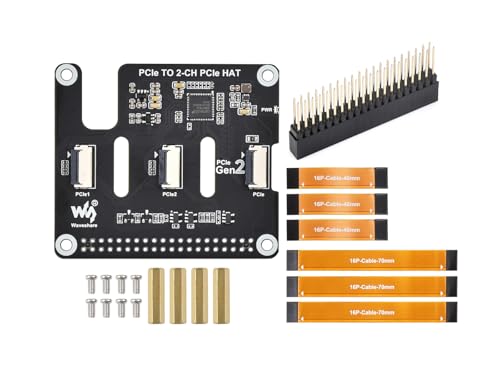 PCIe to 2-CH PCIe HAT für Raspberry Pi 5, Erweitert 2-Ch PCIe FFC Anschlüsse, Einfaches Stapeln von Mehreren PCIe Hats, Unterstützt PCIe Gen2 PCIe to 2-CH PCIe HAT für Raspberry Pi 5, Erweitert 2-Ch PCIe FFC Anschlüsse, Einfaches Stapeln von Mehreren PCIe Hats, Unterstützt PCIe Gen2 von Waveshare
