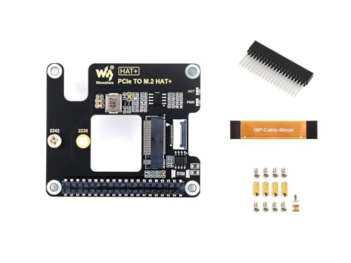 PCIe zu M.2 Adapter für Raspberry Pi 5, Unterstützt NVMe Protokoll M.2 SSD mit 2230/2242 Größe, PCI-E×1 Gen2 oder Gen3 Modus, Unterstützt Booten von SSD für PI5, High-Speed Lesen/Schreiben von Waveshare