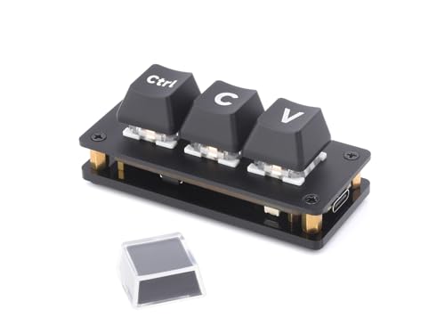 RP2040 3-Tasten Entwicklungsboard Ctrl C/V Shortcut Keyboard für Programmierer, RP2040 Mikrocontroller Chip, Programmierbare Tastenfunktion, Dual Type-C Ports, Plug and Play, Treiberfrei von Waveshare