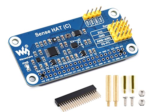 Sense HAT (C) for Raspberry Pi 4B/3B+/3B/2B/B+/A+/Zero/Zero W Onboard Gyroscope, Accelerometer, Magnetometer, Barometer, Temperature and Humidity Sensor,Supports External Sensors, I2C Interface von Waveshare