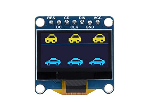 Waveshare 0.96inch OLED Display Modul für Raspberry Pi/Arduino/STM32, 128×64 Pixel Bildschirm, Obere Gelbe & Untere Blaue Displayfarbe, 4-Wire SPI / I2C Kommunikationsschnittstellen von Waveshare