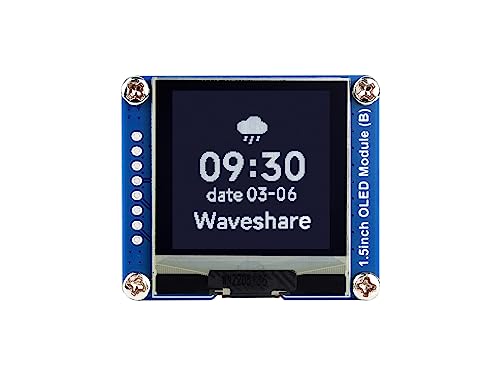 Waveshare 1.5inch OLED Display Module, 128 x 128 Resolution, SPI / I2C Communication, Black/White Display Color, Compatible with Raspberry Pi/STM32, etc von Waveshare