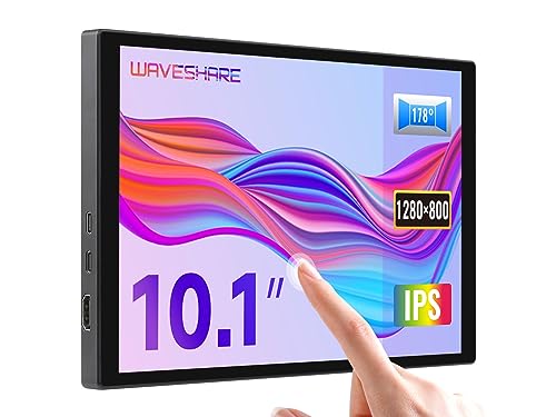 Waveshare 10.1inch Capacitive Touch Display,Compatible with Raspberry Pi,Wide Color Gamut,1280×800,HDMI/Type-C Interface,with Audio,Computer Dual Screen for Collaborative Processing von Waveshare
