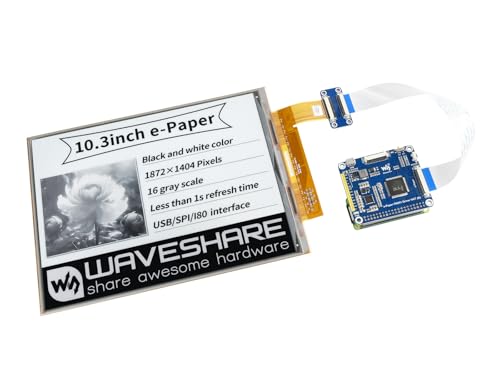 Waveshare 10.3inch Flexible E-Ink Display HAT for Raspberry Pi IT8951 Controller USB/SPI/I80 Interface 1872×1404 E-Paper Panels Supports Partial Refresh No Backlight… von Waveshare