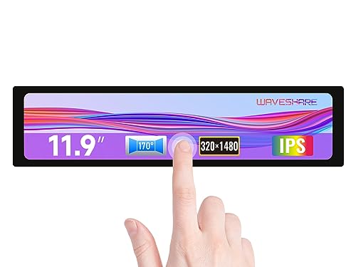 Waveshare 11.9inch Capacitive Touch Control Panel Screen LCD Compatible with Raspberry Pi Jetson Nano PC,320×1480 Resolution (H×V) HDMI Display Port IPS Display Panel Toughened Glass Cover von Waveshare