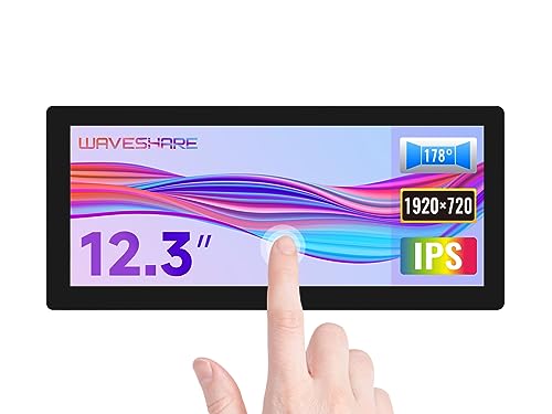 Waveshare 12.3inch Capacitive Touch Screen LCD, 600 Cd/M² 1920×720 HD Resolution HDMI IPS Toughened Glass Panel Supports Raspberry Pi 4B/3B+/3B/Zero/Zero W/WH/Zero 2W Series Boards von Waveshare