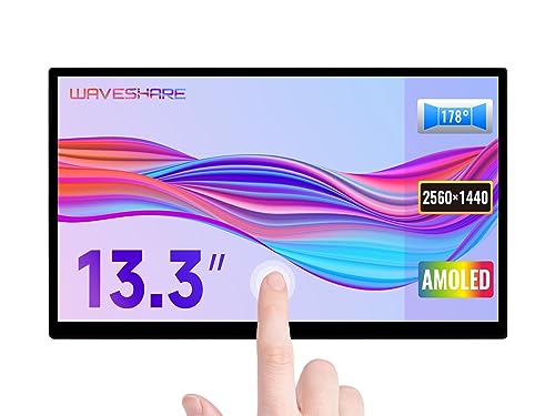 Waveshare 13.3inch 2K HDMI AMOLED Capacitive Touchscreen, 2560x1440 Pixel, with Hi-Fi Speaker, Up to 10-Point Touch, Compatible with Raspberry Pi 4B&CM4/Jetson Nano/Tinker Board/Windows 11/10/8.1/8/7 von Waveshare
