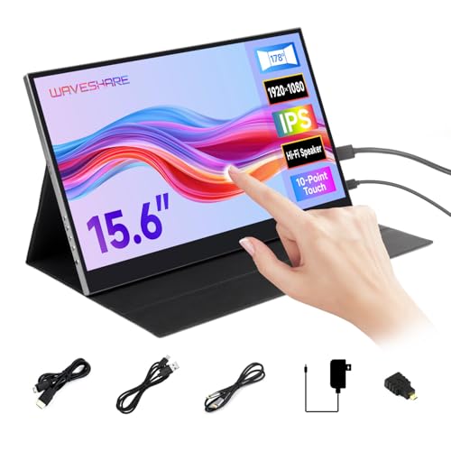 Waveshare 15.6inch 10-Point Capacitive Touch Monitor (C) with Case, 1920 x 1080 Full HD, IPS Screen, Optical Bonding Toughened Glass Panel, Type-C/Mini HDMI Display Interface, Polycarbonate Enclosure von Waveshare