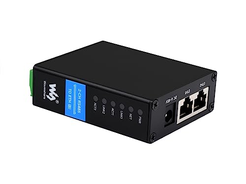 Waveshare 2-CH RS485 to RJ45 Ethernet Converter Module, Industrial Rail-Mount Isolated Serial Server,Dual Channels RS485 Independent Operation,Dual Ethernet Ports von Waveshare