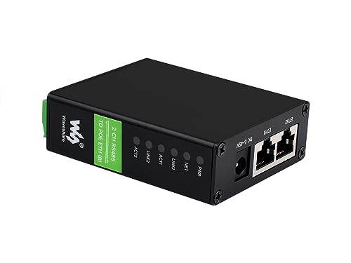 Waveshare 2-CH RS485 to RJ45 Ethernet Converter Module with POE Function, Industrial Rail-Mount Isolated Serial Server,Dual Channels RS485 Independent Operation,Dual Ethernet Ports von Waveshare