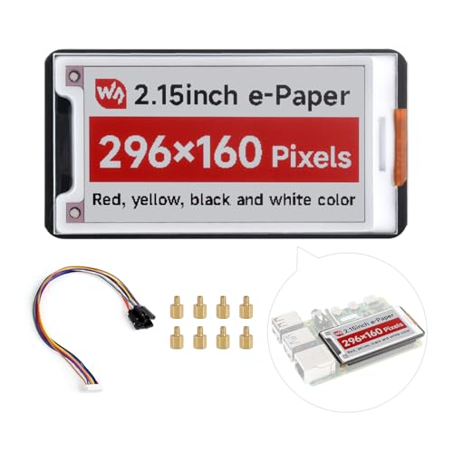 Waveshare 2.15inch e-Paper Display (B), Compatible with Raspberry Pi 5/4B/3B/Zero/Zero W/Zero 2W/Pico/Pico W/Pico W and Jetson Nano RDK X3, 296x160, Red/Black/White, SPI Interface with Driver Board von Waveshare