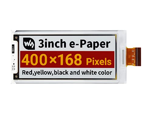 Waveshare 3inch E-Paper (G) Raw Display Compatible with Raspberry Pi 400 × 168 Resolution SPI Interface Red/Yellow/Black/White Supports Jetson Nano von Waveshare