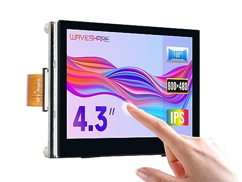 Waveshare 4.3inch QLED Touchscreen, DSI Display, 800 x 480 Pixels, 5-Point Capacitive Touch, 160° Viewing Angle, Low Power Consumption, Tempered Glass Panel for Raspberry Pi Zoll Mini Bildschirm von Waveshare