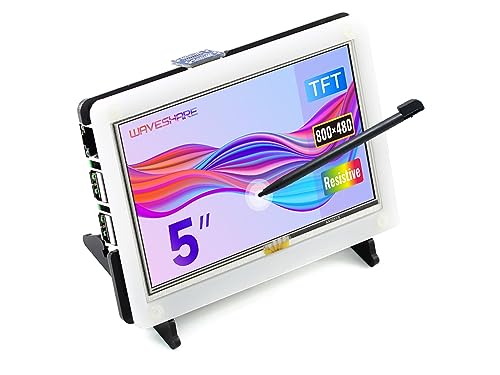 Waveshare 5 Inch Display for Raspberry Pi 4 Resistive Touchscreen 800x480 High Resolution HDMI LCD with Bicolor Bracket Case Mini Portable Monitor Compatible for All Raspberry Pi Drivers provided von Waveshare