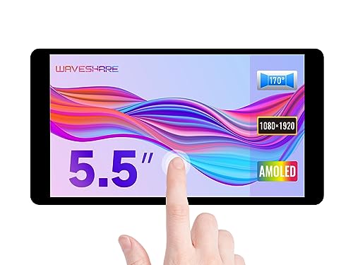 Waveshare 5.5inch HDMI AMOLED Display 1920x1080 Resolution Capacitive Touch Screen with Toughened Glass Cover Supports Multi Systems Raspberry Pi 4 von Waveshare