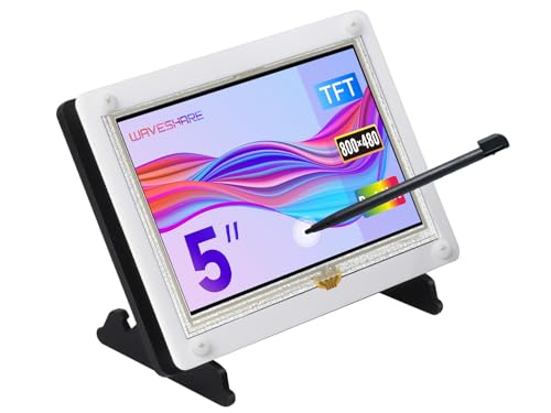 Waveshare 5inch HDMI LCD (B), with Bicolor Case, Resistive Touch Screen, 800×480 Pixel, Compatible with Raspberry Pi 4B/3B+/3A+/3B/2B/1B+/1A+/Zero 2 W/Zero W/Zero, Used as a Computer Monitor von Waveshare