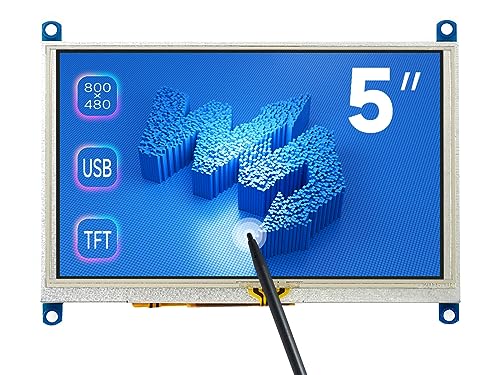 Waveshare 5inch HDMI LCD (G), Resistive Touch Screen, 800×480 Resolution, Compatible with Raspberry Pi 4B/3B+/3A+/3B/2B/1B+/1A+/Zero 2 W/Zero W/Zero PC von Waveshare