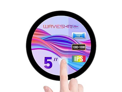 Waveshare 5inch HDMI Round Capacitive Touch Screen, 1080x1080 Pixels, 160° Viewing Angle, Circular IPS Display Panel, up to 10-Point Touch, Compatible with Raspberry Pi/Jetson Nano/PC Windows von Waveshare