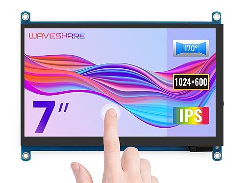 Waveshare 7 inch Display Capacitive Touchscreen HDMI LCD (H) 1024x600 Resolution IPS Monitor Supports All Raspberry Pi/Jetson Nano/Windows 10/8.1/8/7 PC/Game Console 7Zoll Mini Bildschirm von Waveshare