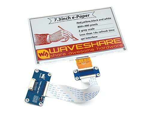 Waveshare 7.3inch E-Paper Hat (G) Compatible with Raspberry Pi 4B/3B+/3B/2B/B+/A+/Zero/Zero W/WH/Zero 2W 800 × 480 Resolution SPI Interface Red/Yellow/Black/White Supports Jetson Nano von Waveshare