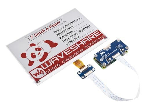 Waveshare 7.5inch E-Paper Display HAT (B) Module 800x480 Resolution 3.3v E-Ink Electronic Screen SPI Interface Red Black White Three-Color for Raspberry Pi Jetson Nano von Waveshare