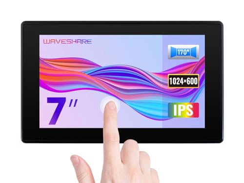 Waveshare 7inch IPS Capacitive Touch Screen 1024x600 Resolution LCD Display with Toughened Glass Cover Support Raspberry Pi 4,BB Black, Banana Pi,Windows 10/8.1/8/7,7Zoll Mini Bildschirm von Waveshare