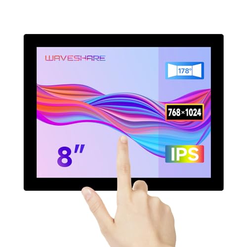 Waveshare 8inch Capacitive Touch Display, 8inch Monitor, 768x1024, Toughened Glass Panel, HDMI Interface, IPS Panel, 1~10-Point Touch, for Raspberry Pi/Jetson Series Board/PC Windows 11/10/ 8.1/8/7 von Waveshare