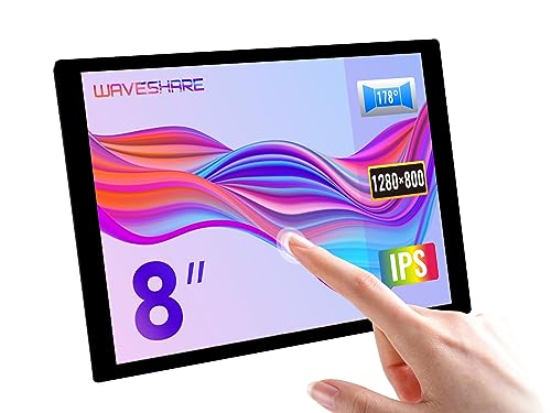 Waveshare 8inch Capacitive Touch LCD Display for Raspberry Pi, 1280×800 Resolution, IPS Display Panel, DSI Interface, Capacitive 10-Point Touch, Full Color, with 178° Wide Viewing Angle von Waveshare