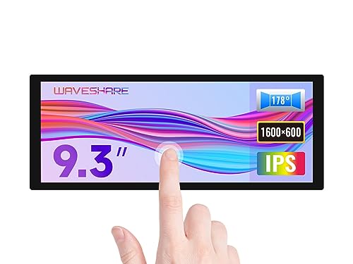 Waveshare 9.3inch Capacitive Touch Display, Compatible with Raspberry Pi,High Brightness, Adjustable Brightness,1600×600, Optical Bonding Toughened Glass Panel, HDMI Interface, IPS,Long bar Screen von Waveshare