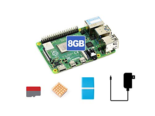 Waveshare Accessory Compatible with Raspberry Pi 4 Model B 8GB RAM with Powerful Processor Faster Networking Support Dual 4K Output Comes with a Copper Heat Sink Power Adapter and so on (5 Items) von Waveshare