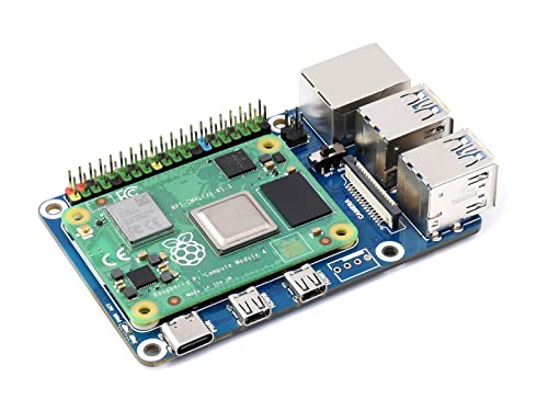 Waveshare CM4 to Pi 4B Expansion Board for Raspberry Pi, Alternative Solution for Raspberry Pi 4B, with 1GB RAM and 16GB Flash Memory eMMC von Waveshare