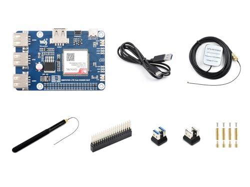 Waveshare Cat-1/GNSS HAT for Raspberry Pi, Based On SIM7670G Module, Global Multi-Band LTE 4G Cat-1 Support, GNSS Positioning, 3X USB 2.0 Extended Ports von Waveshare