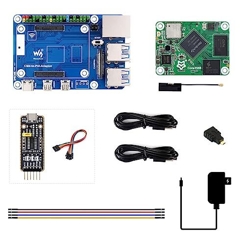 Waveshare Core3566 KIT D Compatible with Raspberry Pi CM4, Package Contain Core3566104032,CM4-to-Pi4-Adapter, HDMI to Micro HDMI Adapter,Necessary Accessories,with Wireless von Waveshare