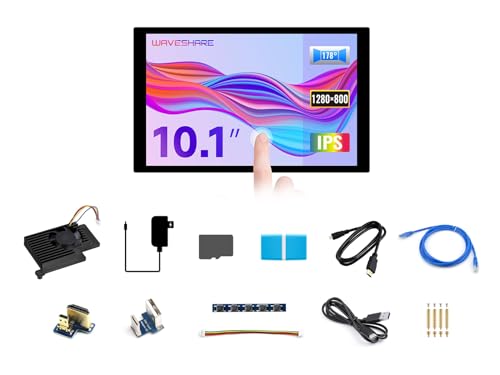 Waveshare Display Accessories A, Compatible with Raspberry Pi 5, Bundle with 10.1DP-CAPLCD, TF Card 64GB, Cable, Cooler and so on (13items) von Waveshare