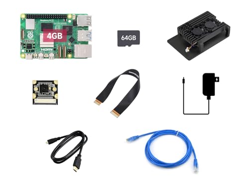 Waveshare Dual Camera Kit, Compatible with Raspberry Pi 5, Bundle with Raspberry Pi 5 4GB, 2pcs PI5-IMX219-120 Camera,TF Card 64GB,Cables,Power Supply and so on (8 Items) von Waveshare