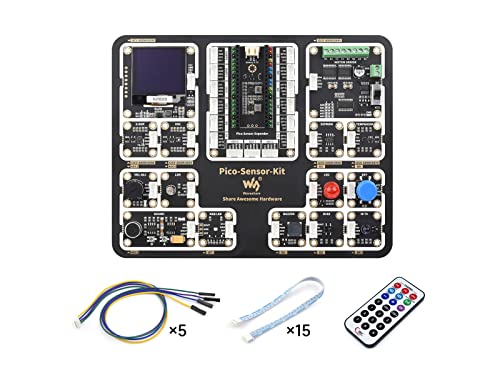 Waveshare Entry-Level Sensor Kit Compatible with Raspberry Pi Pico, Including Pico Expansion Board and 15 Common Modules ONLY, All-in-one Design von Waveshare