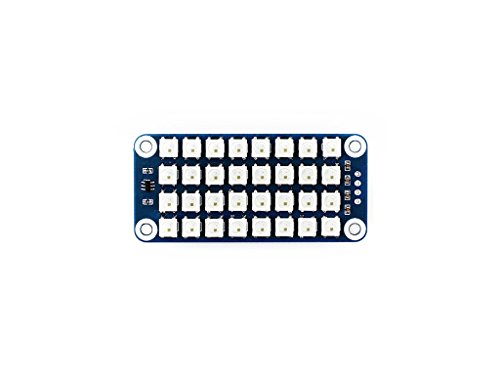 Waveshare Full True Color RGB LED HAT 4 × 8 RGB LED (WS2812B) Shield Colorful Display Expansion Board Moudle for RPi Raspberry Pi Zero A+ B B+ 2 3 Model B von Waveshare