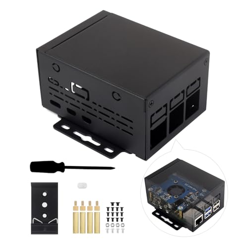 Waveshare Industrial Grade Metal Case (D) for Raspberry Pi 5, Larger Internal Space, Supports Installing Official Cooling Fan and Various Hats, Wall-Mount and Rail-Mount Support von Waveshare